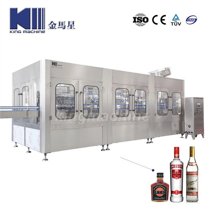 Full Automatic Glass Bottle Alcohol Drink Bottling Sealing Labeling Packing Machine